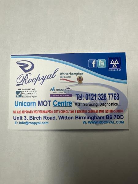 Roopyal Unicorn MOT Centre