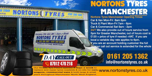 Nortons Tyres Manchester 24/7 Mobile Tyre Fitting